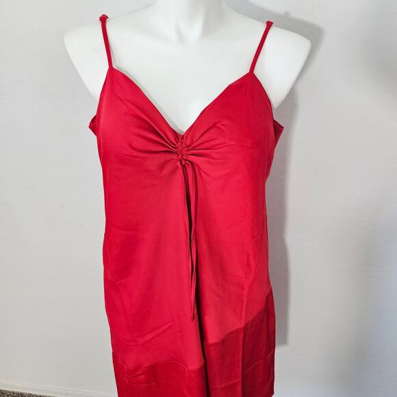 Isabel red satin asymmetrical slip dress sz L - Picture 3 of 8
